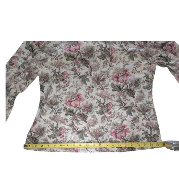 Vintage Teddi of California Floral Blouse | Ruffle Collar Long Sleeve Top *SZ12 - Picture 6 of 11